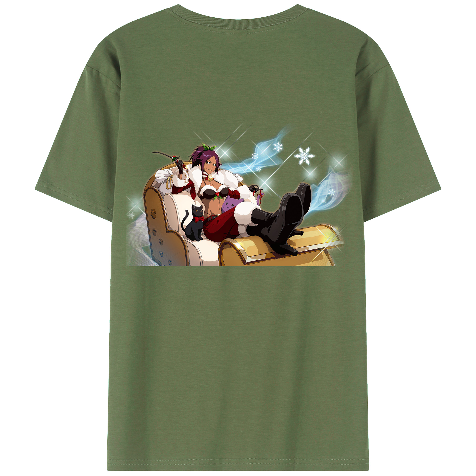 （画像用） ブリーチ 四楓院 夜一（しほういん よるいち） BLEACH Shihouin Yoruichi 綿100％ メンズ半袖Tシャツ（バックプリント） 通気性